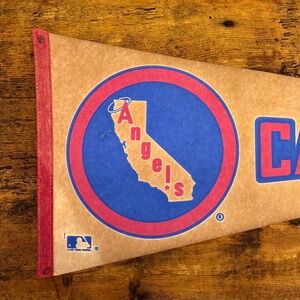 Vintage MLB California Angels pennant aged